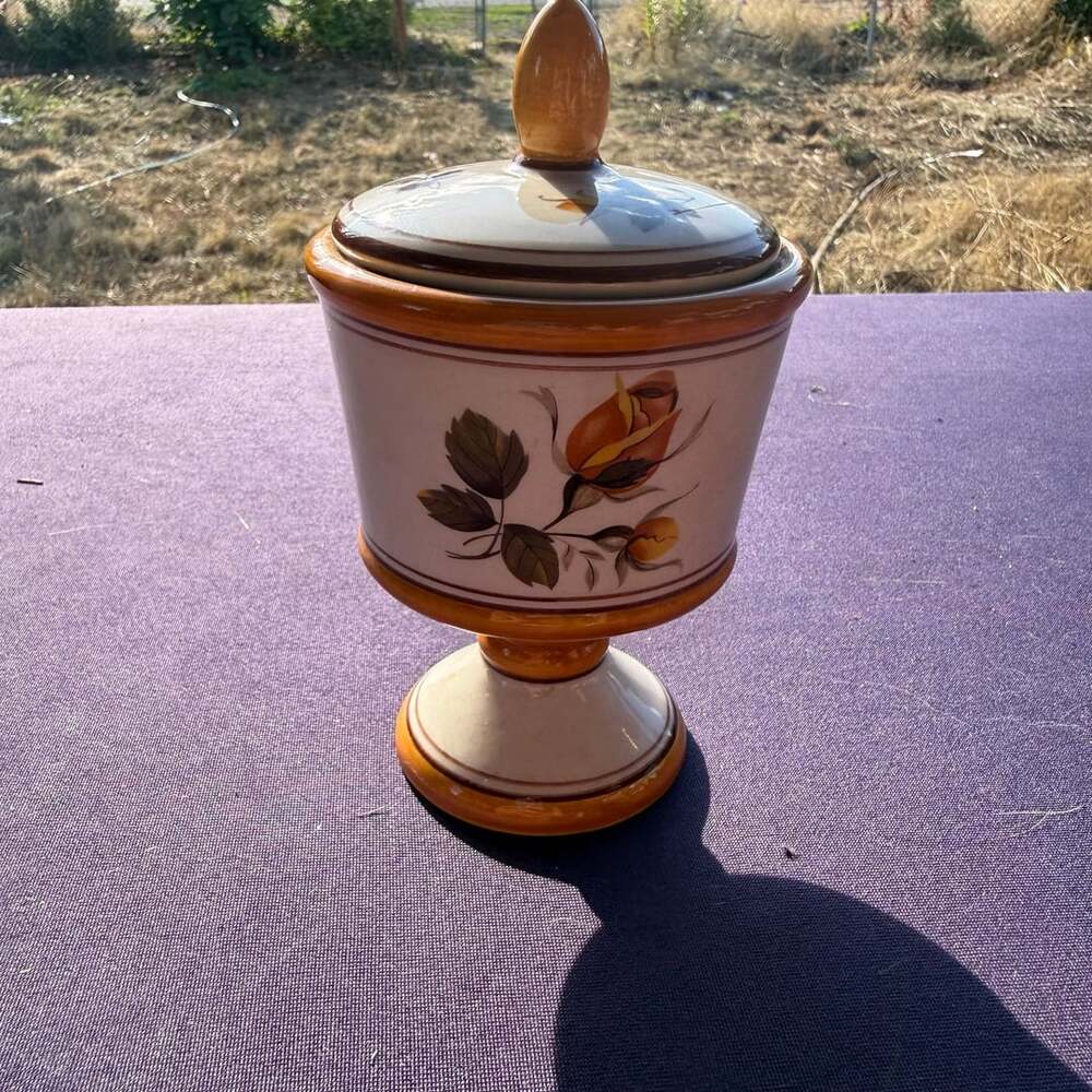 Vintage Italian Hand Painted Ceramic Pedestal Made in Italy